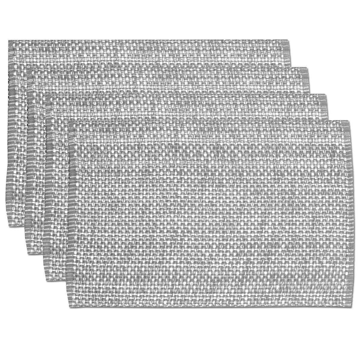 Sweet Home Collection 100% Cotton Placemats for Dining Room Rectangle Two Tone Woven Fabric 13" x 19" Soft Durable Table Mat Set, Set of 4, Gray