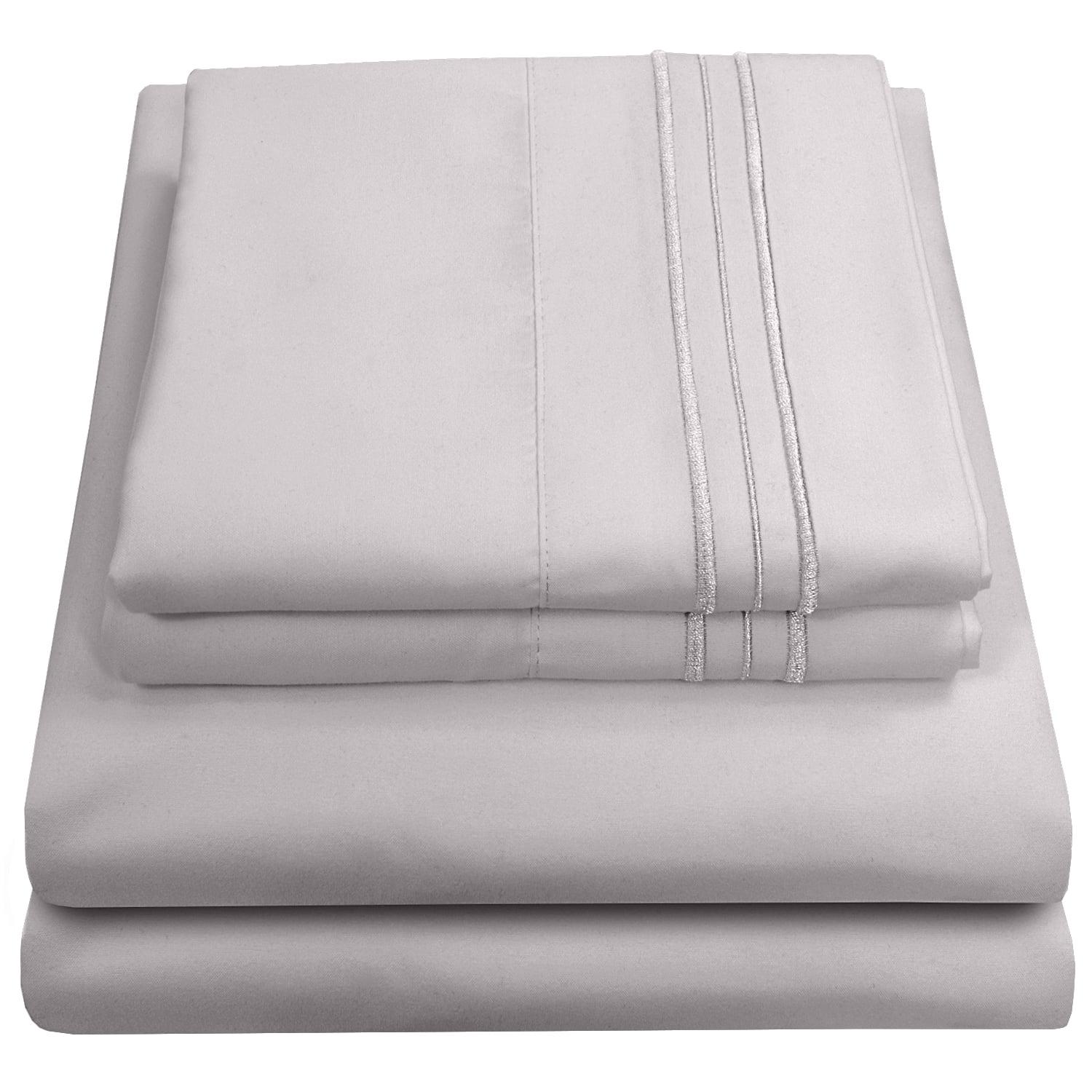 5 Piece Sheet Set, Ultra Soft 1800 Series Collection - Split King, Silver