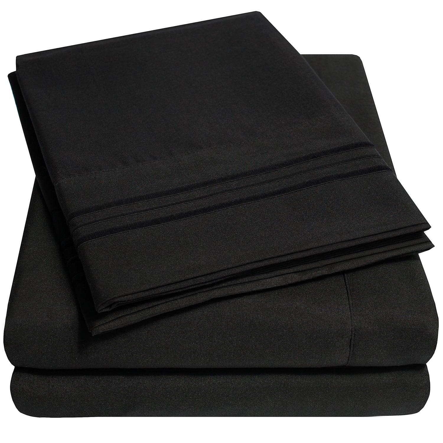 4 Piece Sheet Set, Ultra Soft 1800 Series Collection - Queen, Black