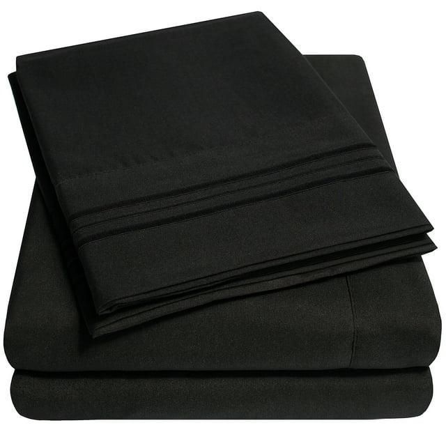 4 Piece Sheet Set, Ultra Soft 1800 Series Collection - Queen, Black