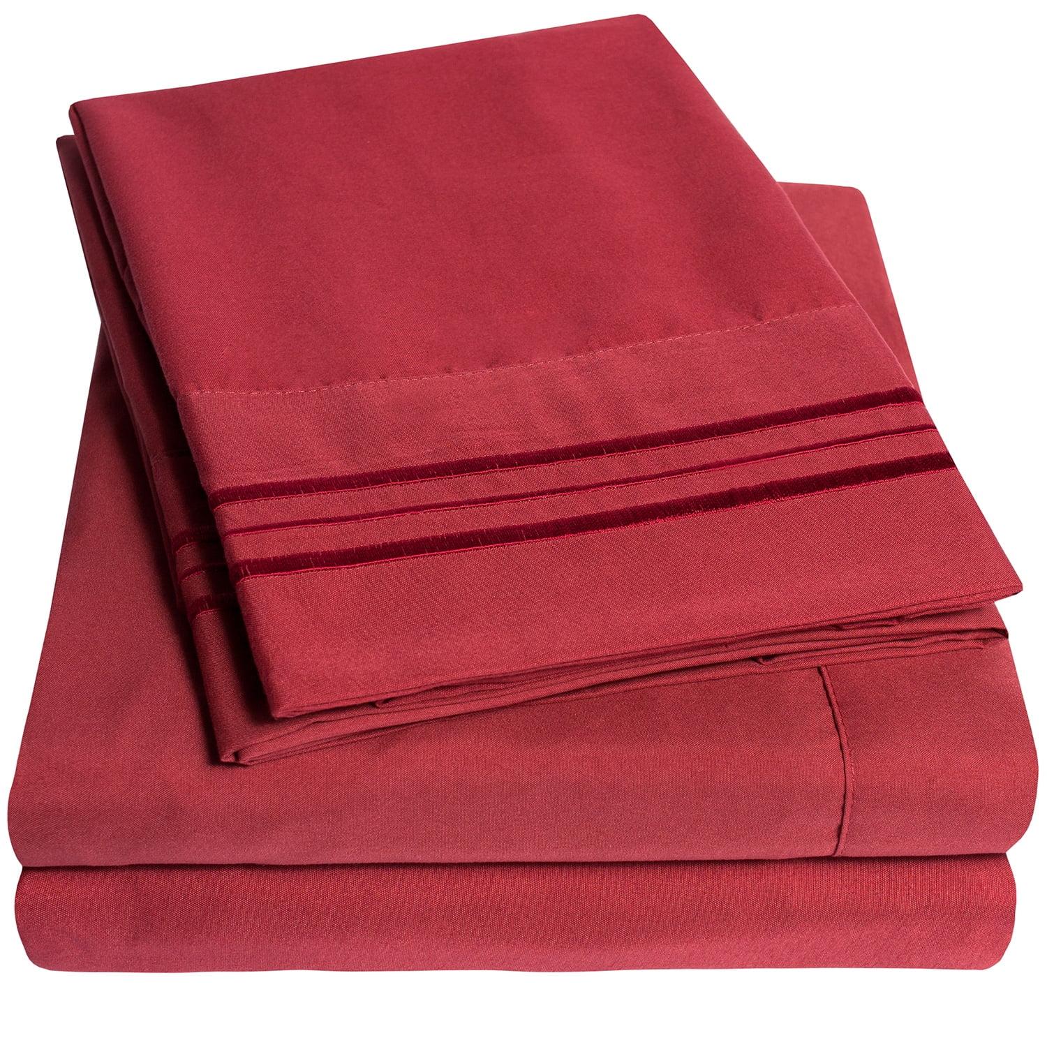 Sweet Home Collection 1800 Series Bed Sheets - Extra Soft Microfiber Deep Pocket Sheet Set - Burgundy, Twin