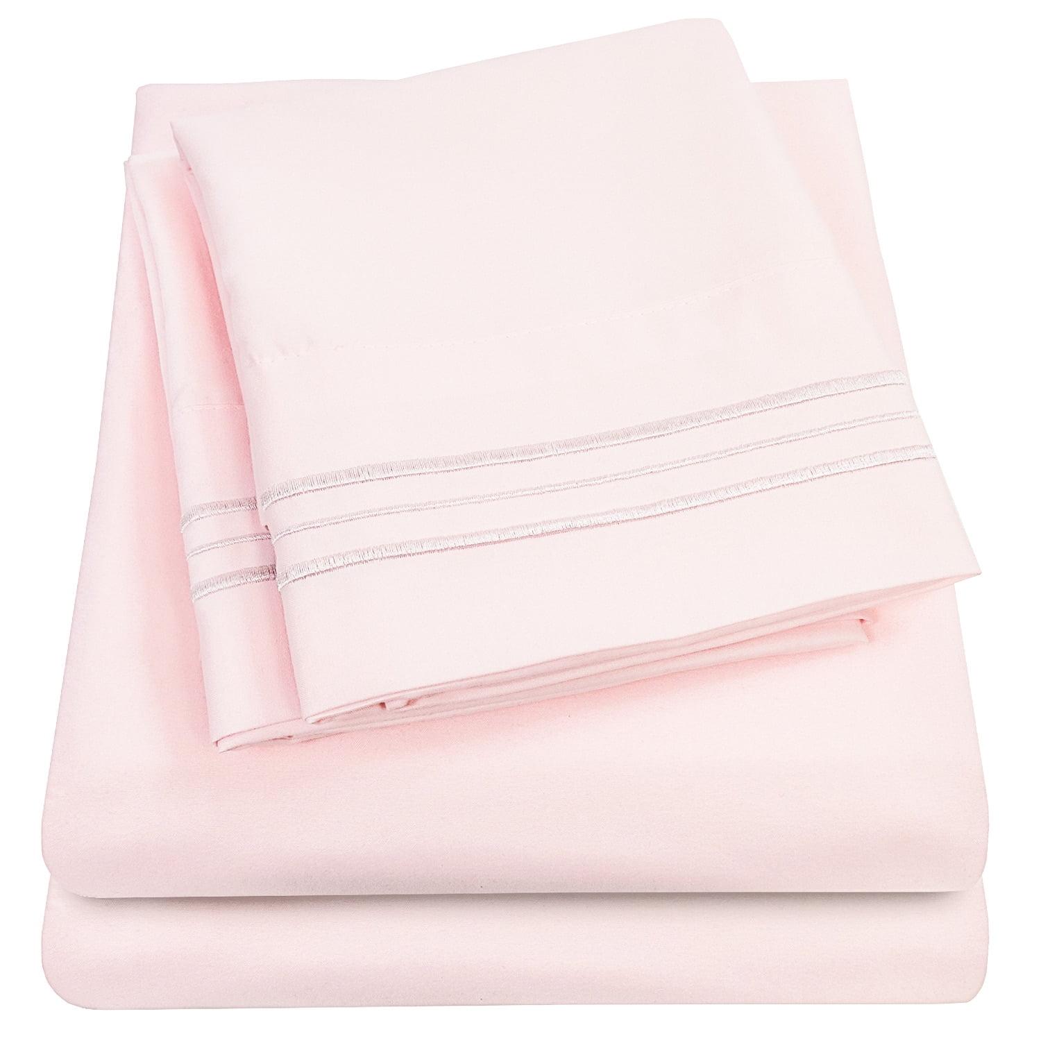 4 Piece Sheet Set, Ultra Soft 1800 Series Collection - King, Pale Pink