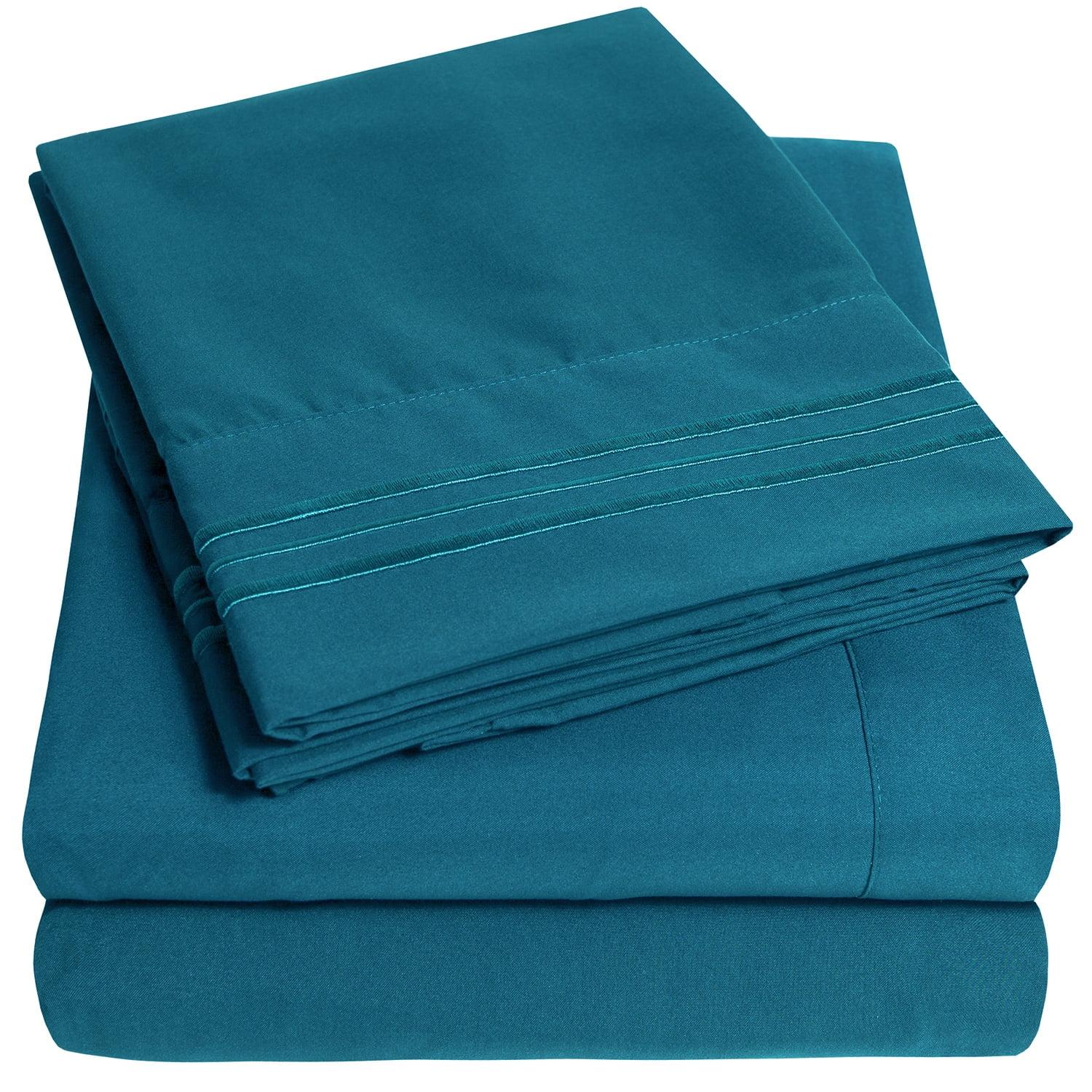 4 Piece Sheet Set, Ultra Soft 1800 Series Collection - Full, Teal