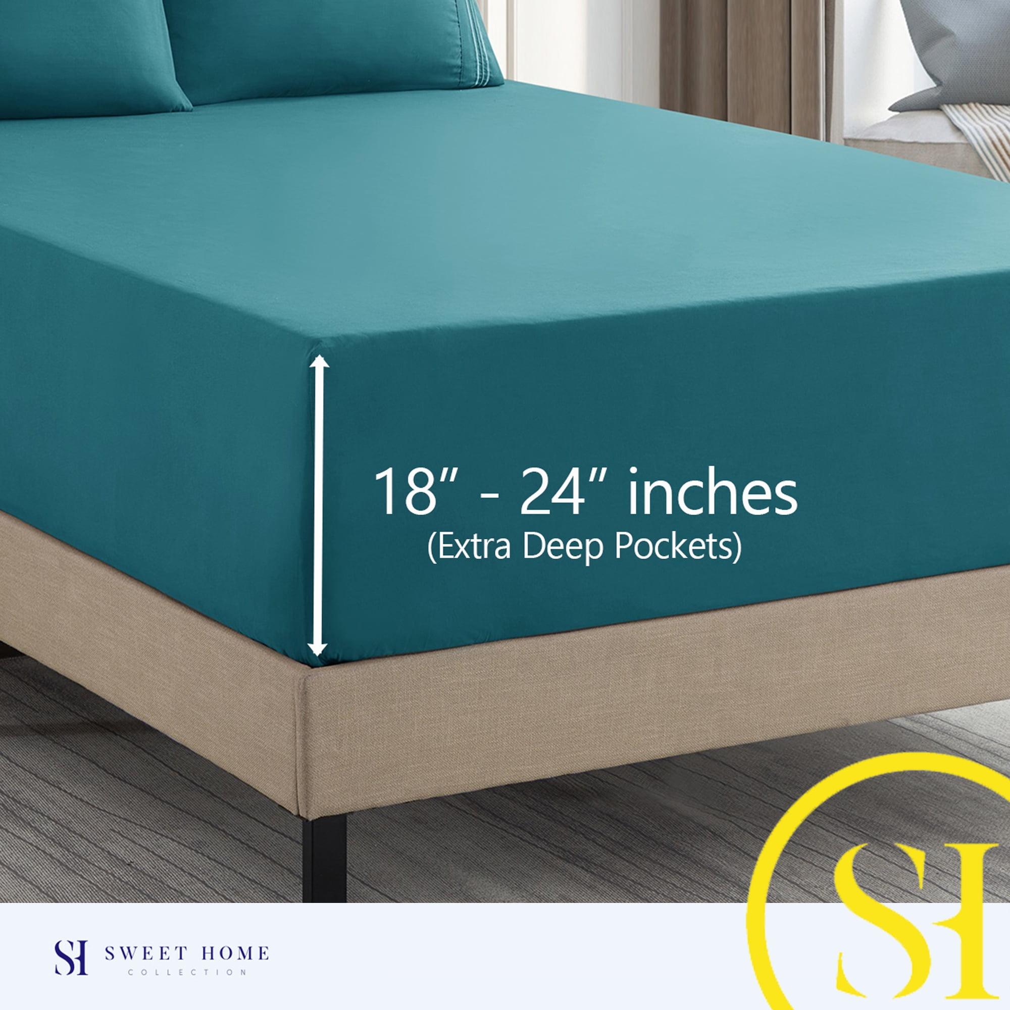 Sweet Home Collection 18-24" Extra Deep Pocket Ultra Soft Microfiber Solid Sheet Set