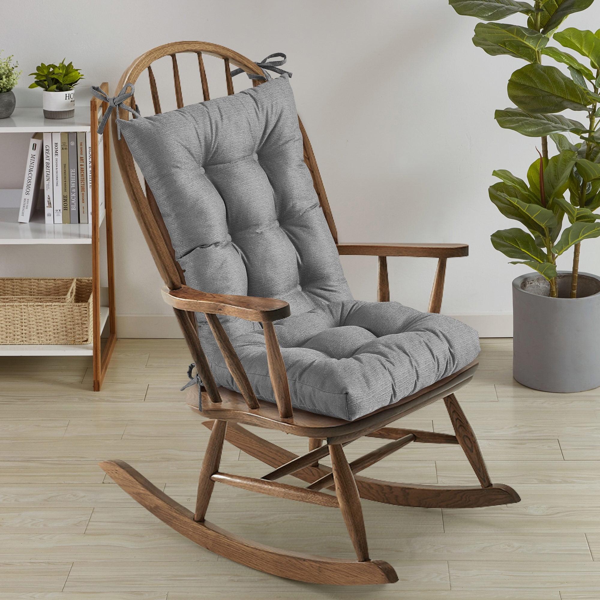 Gray Tufted Non-Slip Rocking Chair Cushion Set