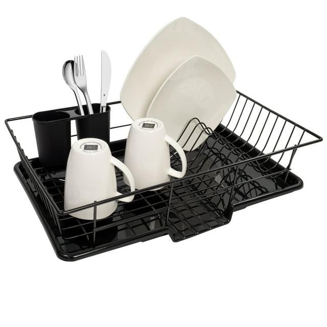 Steel 3-Piece Large Dish Drainer, Black