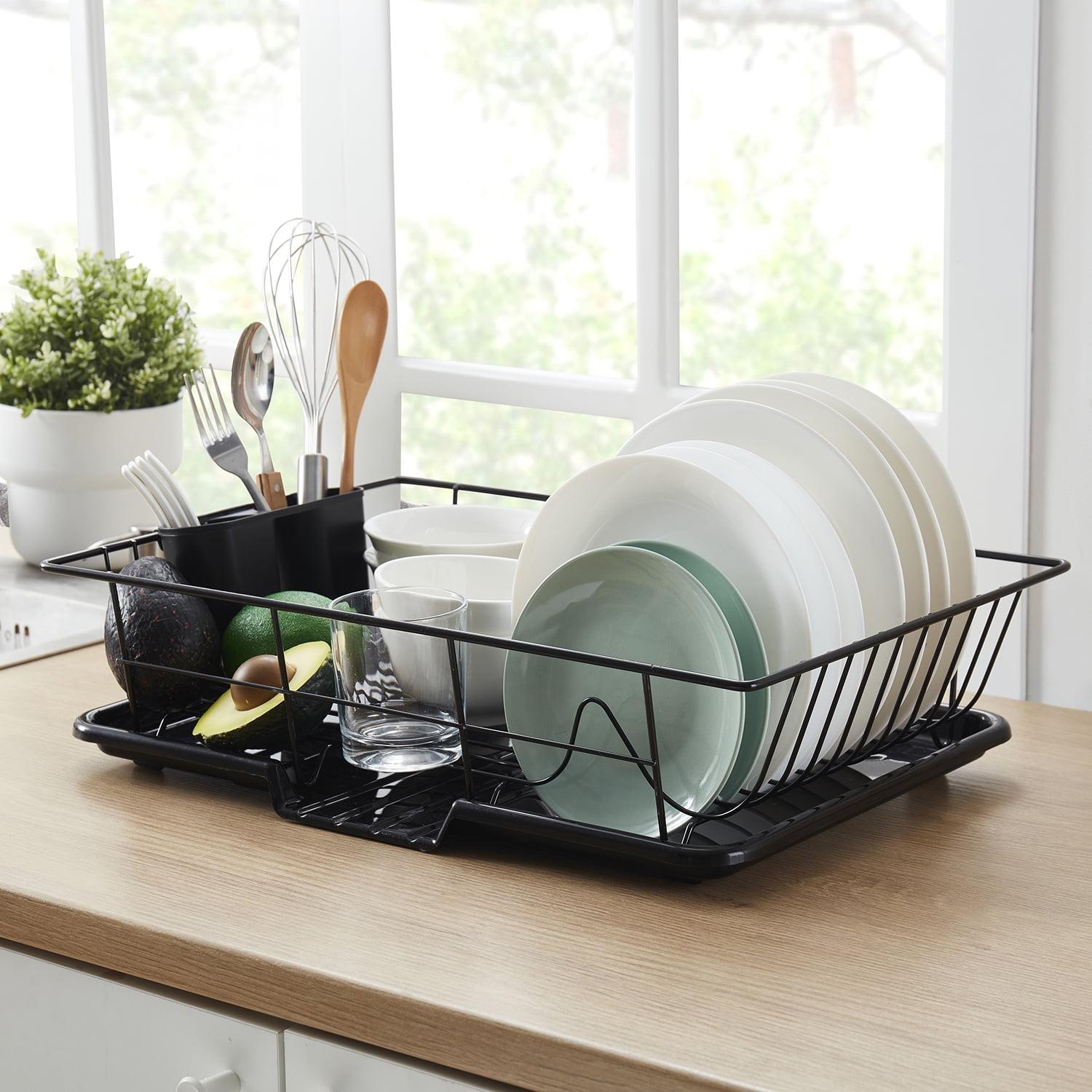 Steel 3-Piece Large Dish Drainer, Black