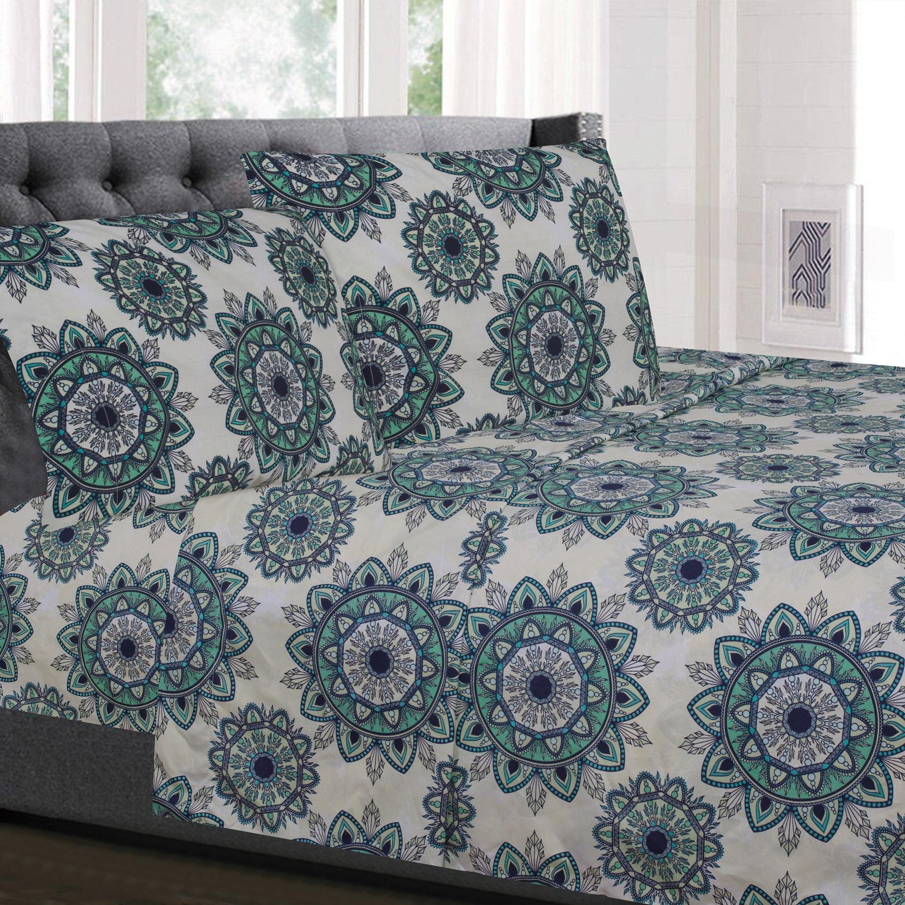 Ashley California King Green Mandala Microfiber Sheet Set