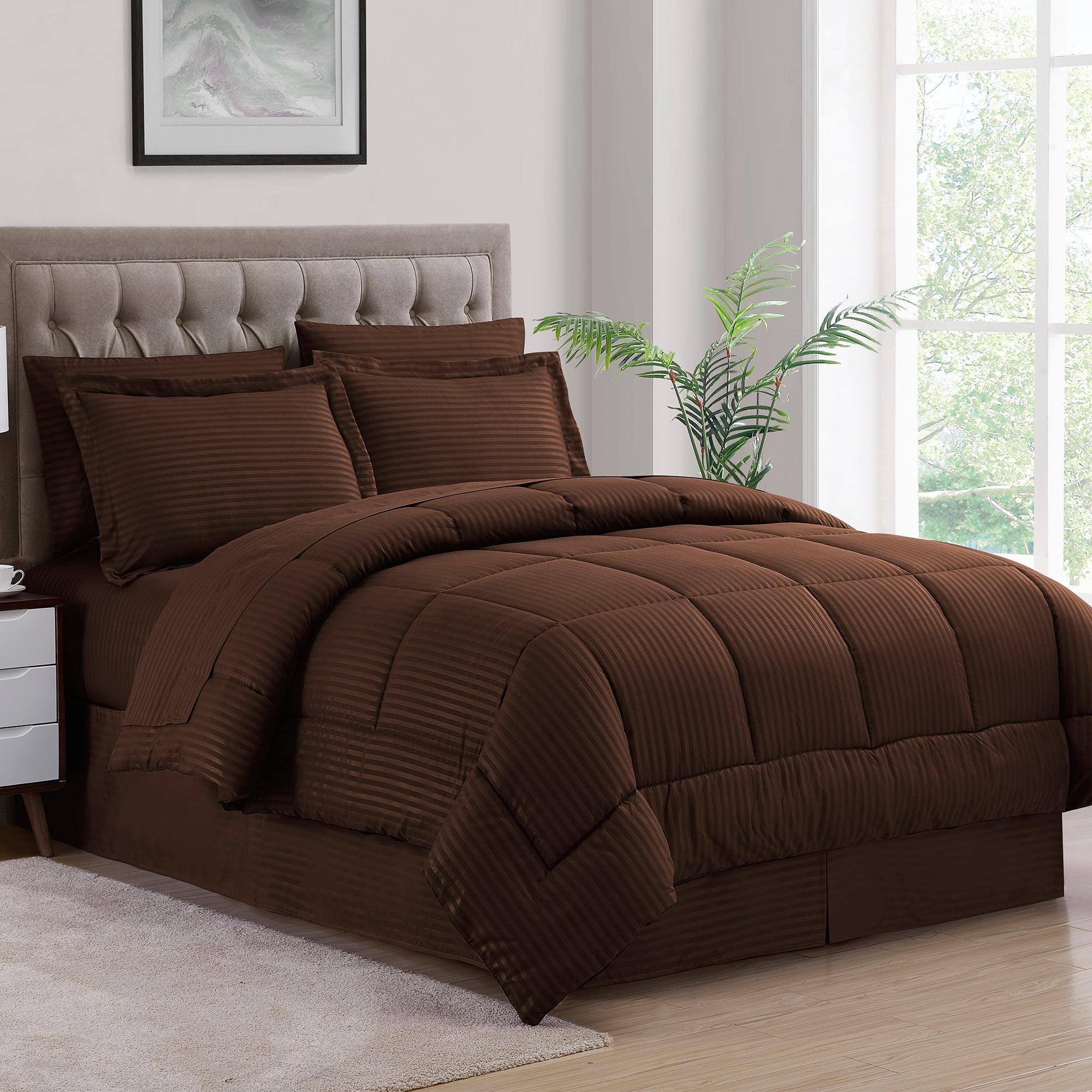 Sweet Home Collection Dobby Stripe Embossed Bed In a Bag Comforter Set