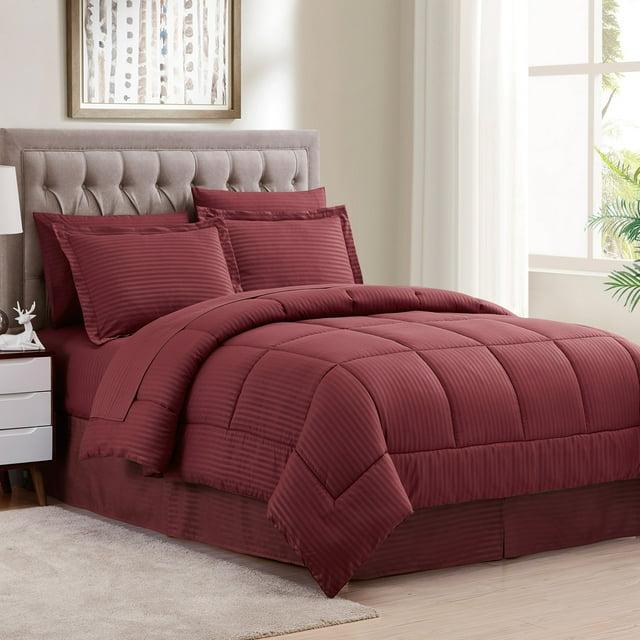 Sweet Home Collection Dobby Stripe Embossed Bed In a Bag Comforter Set