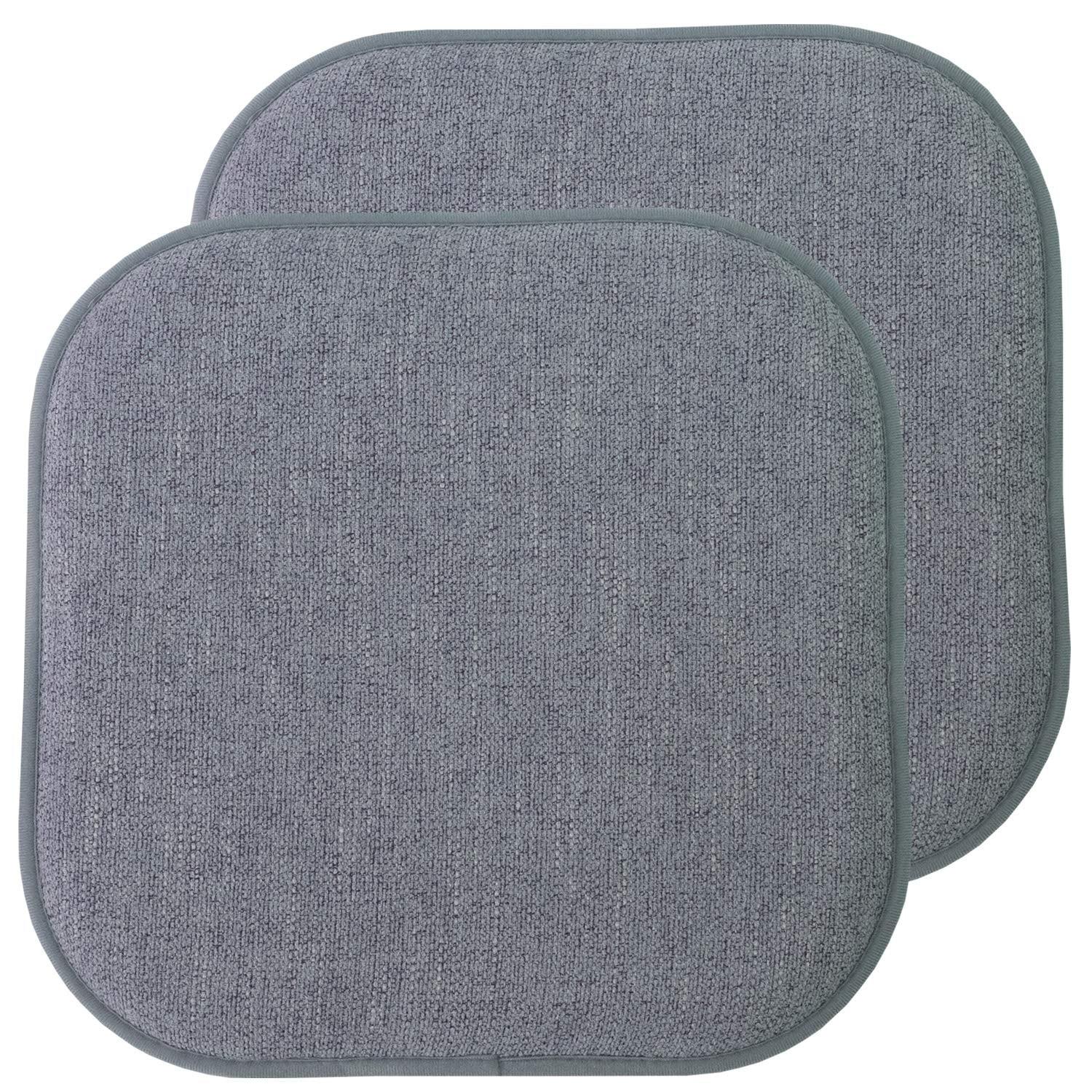 Alexis Gray Memory Foam Skid-Proof Chair Cushions, 16" x 16", 2 Pack