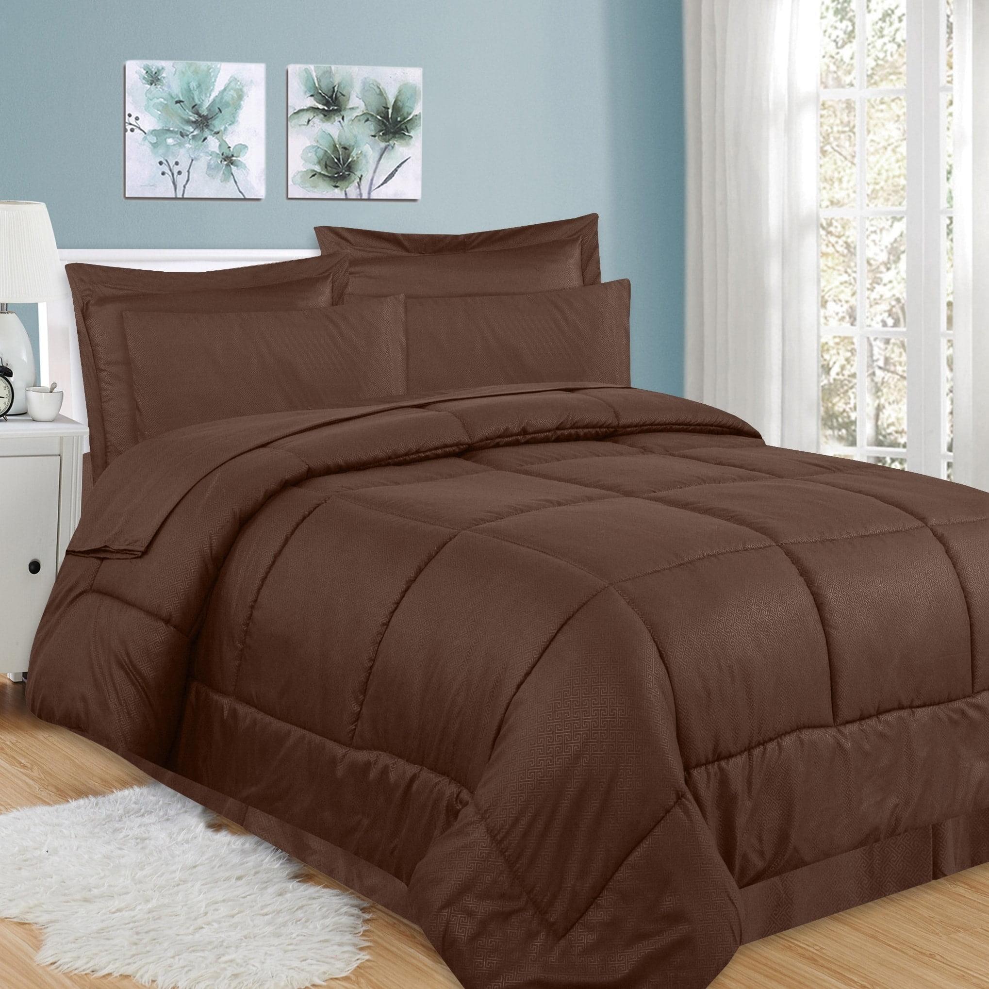 Sweet Home Collection Greek Key Embossed Bed in A Bag Comforter Set