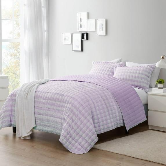 Sweet Home Collection Oversized Prewashed Checkered Plaid Embroidered Vintage Soft Quilt Set