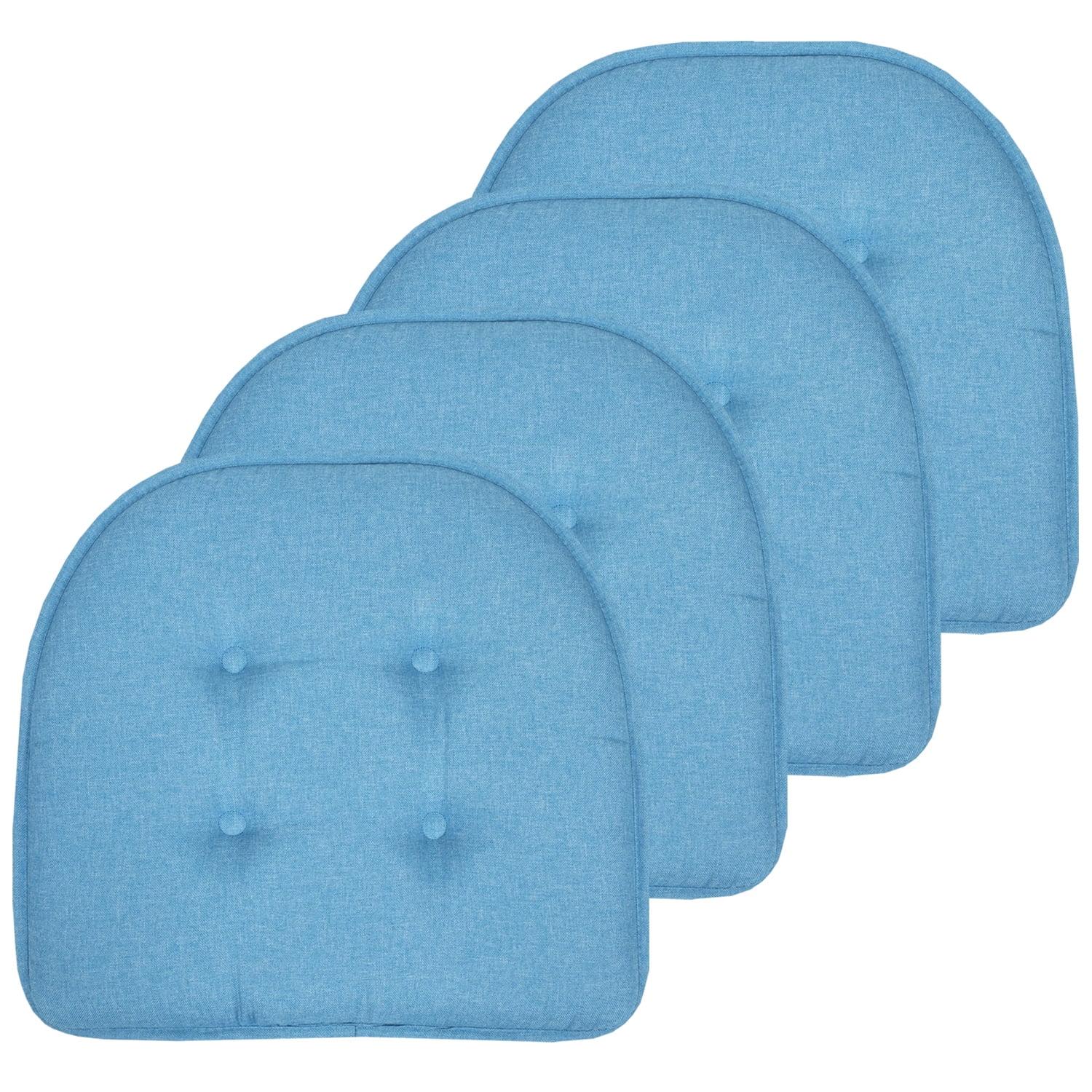 Turquoise Memory Foam U-Shaped Chair Cushions with Button Detail