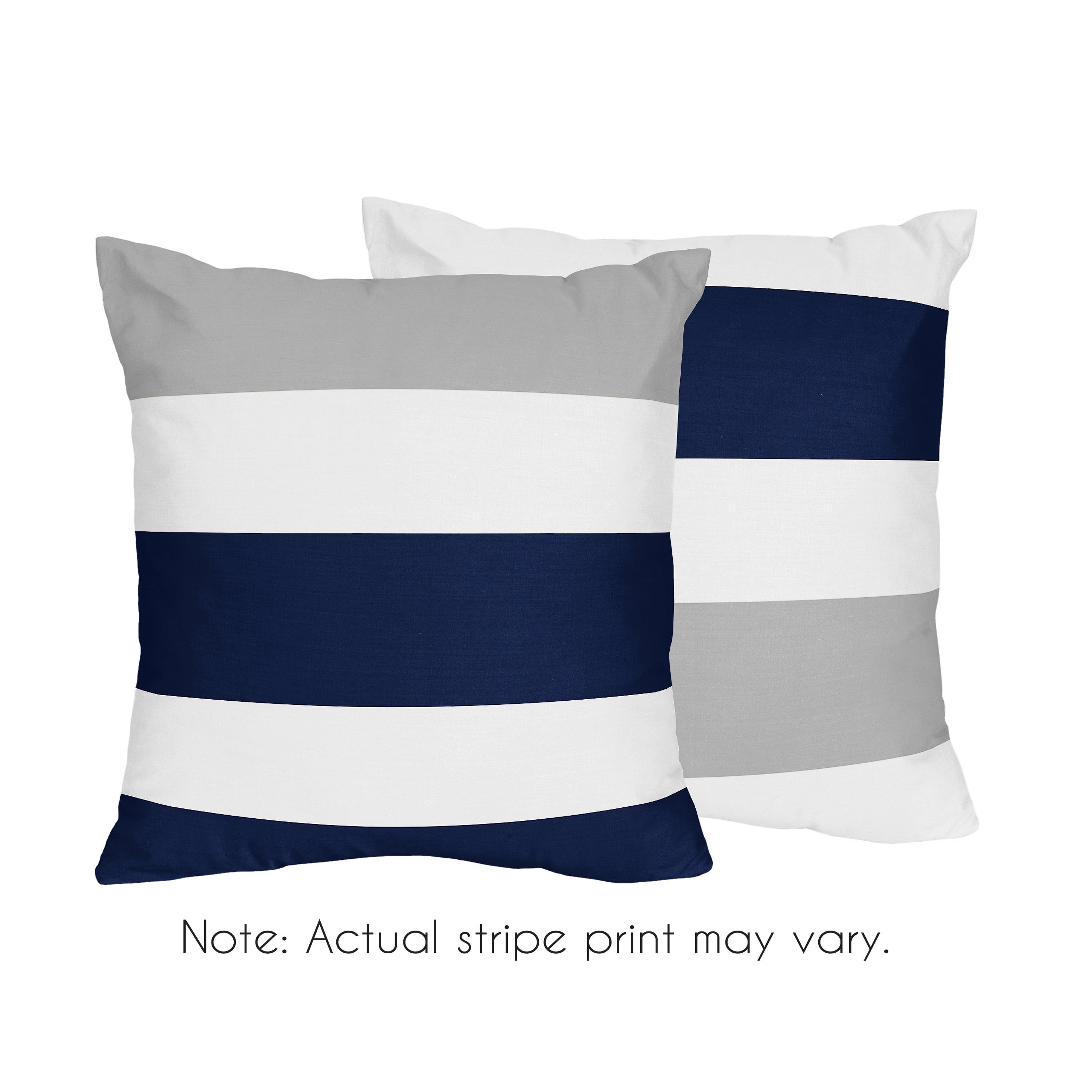 Sweet Jojo Designs Decorative Throw Pillows 18in. Stripe Navy and Gray 2pc