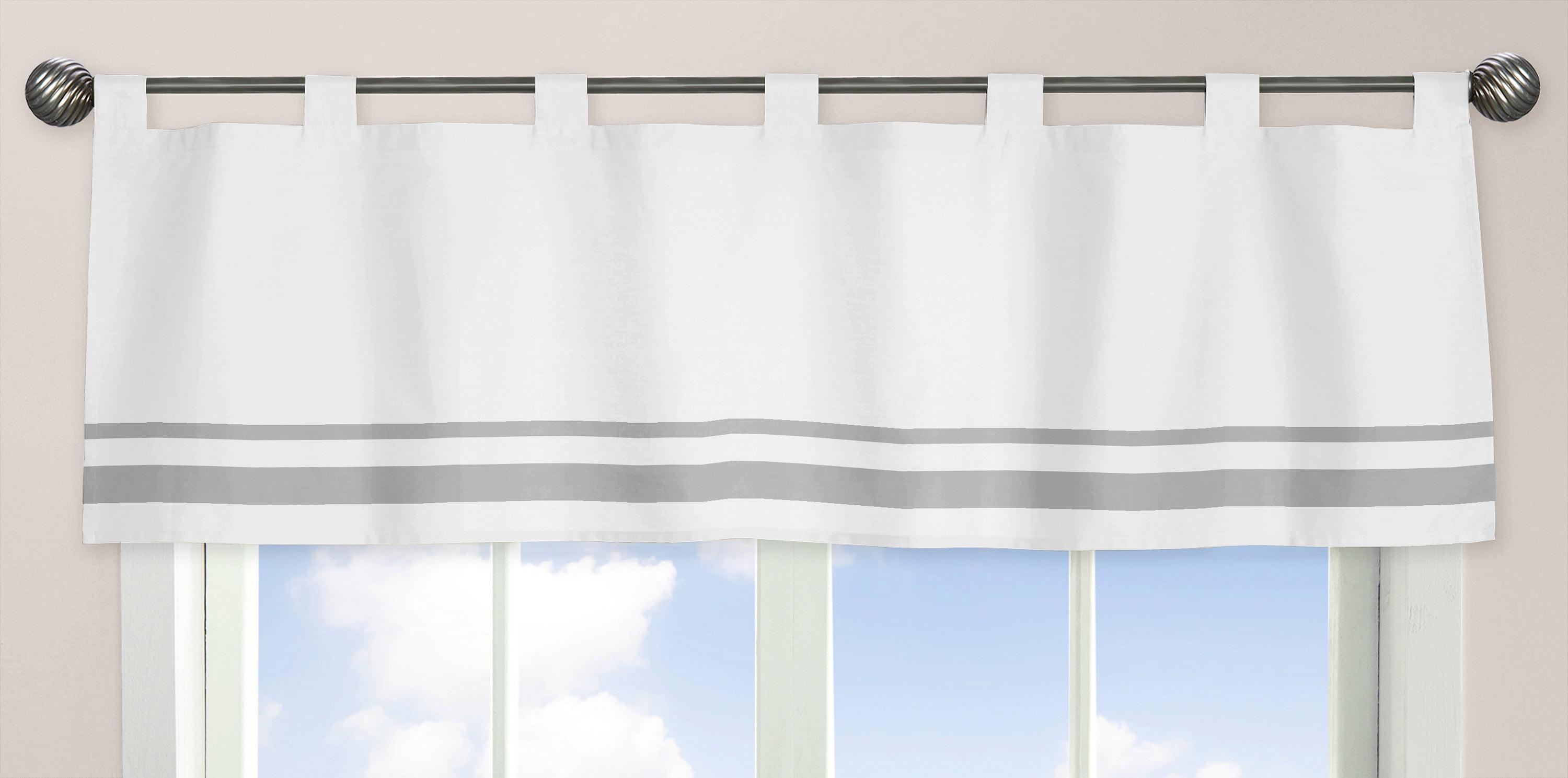 White and Gray Hotel Cotton Tab Top Tailored Curtain Valance