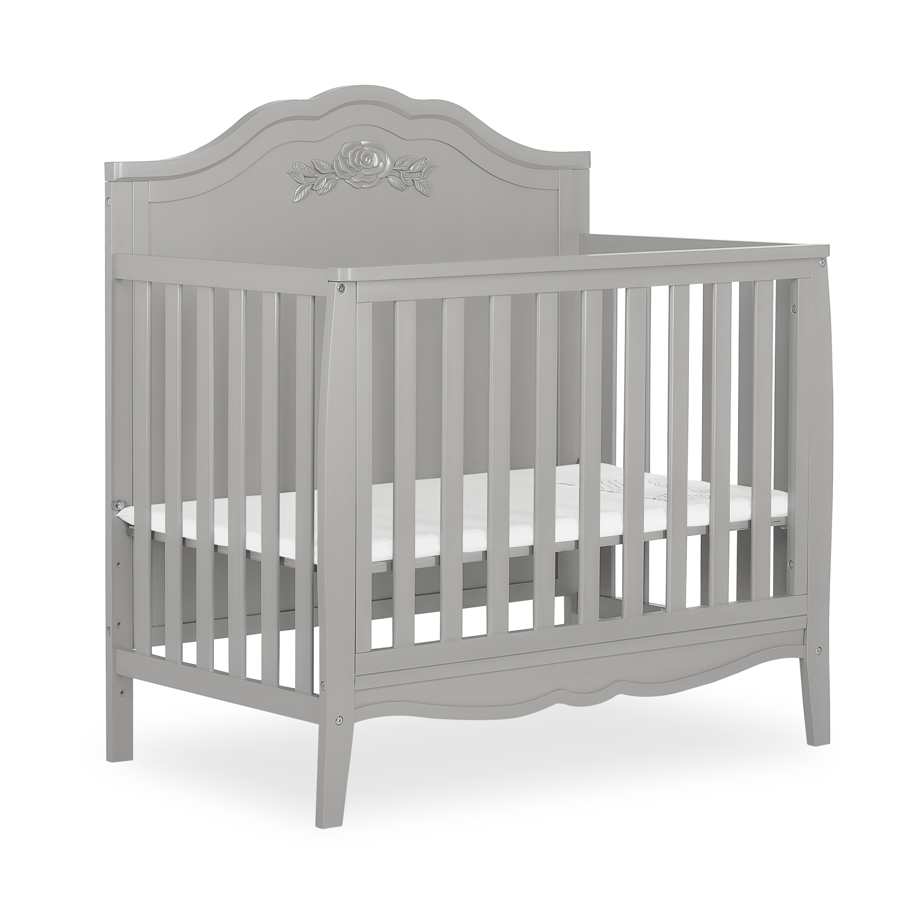 Sweetpea Baby Rose 4-in-1 Convertible Mini Crib, Platinum