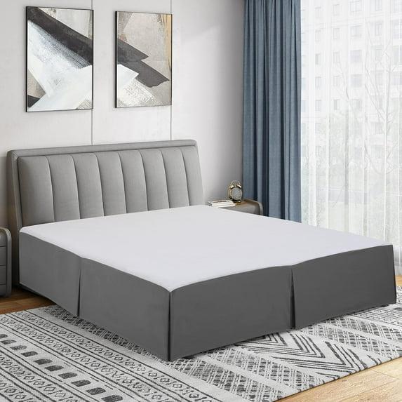 Swift Home | Basics Pleated Microfiber Bed Skirt 14-inch Drop Gray Queen