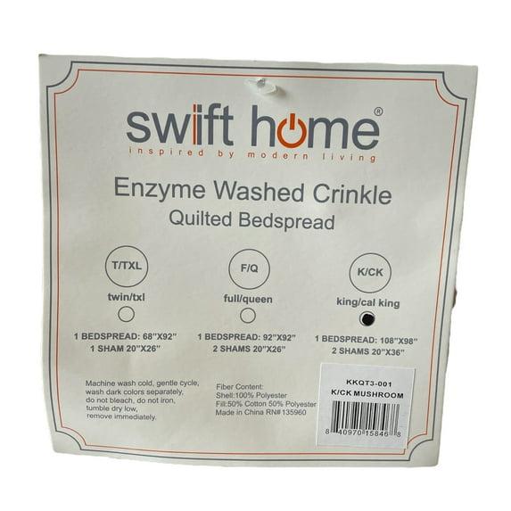 Swift Home Ultra Soft Crinkle Washed Microfiber 3-Piece Quilt Set
