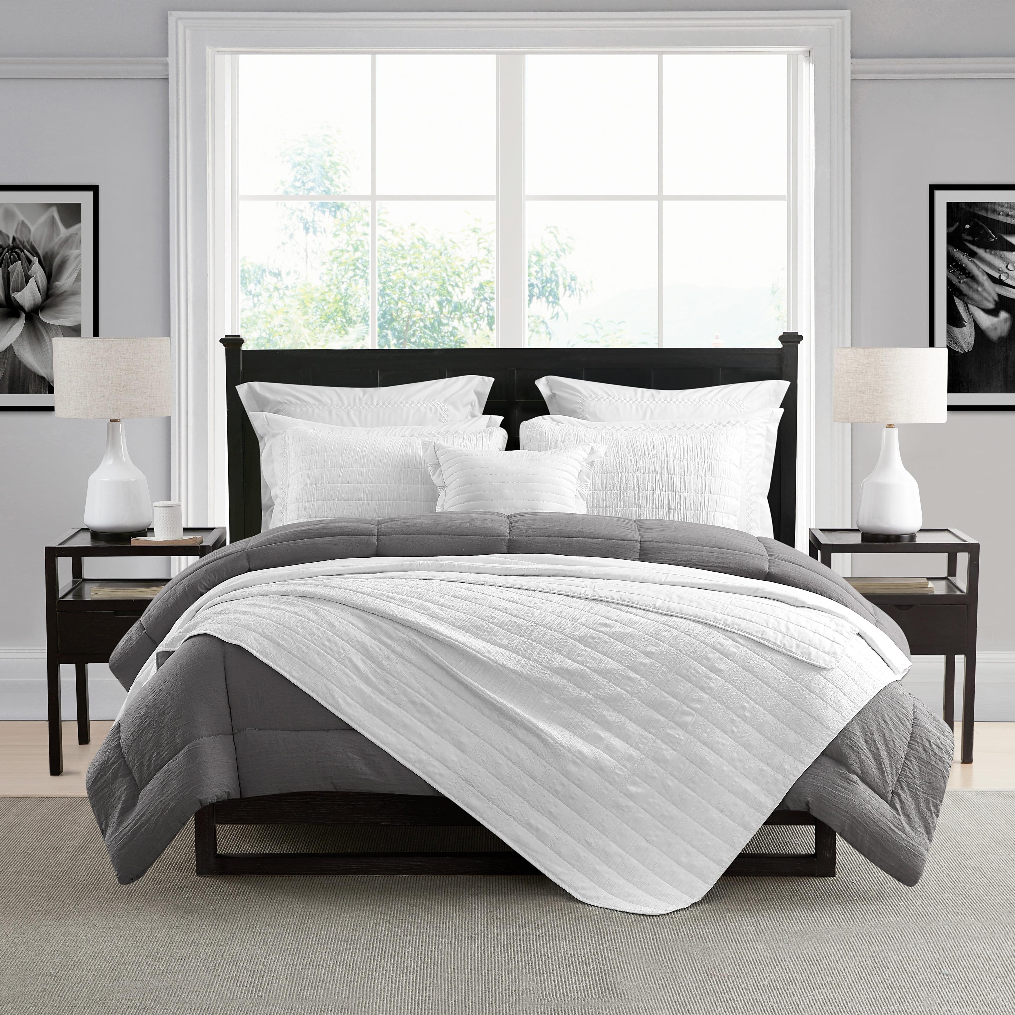 Swift Home Ultra Soft Crinkle Washed Microfiber 3-Piece Quilt Set