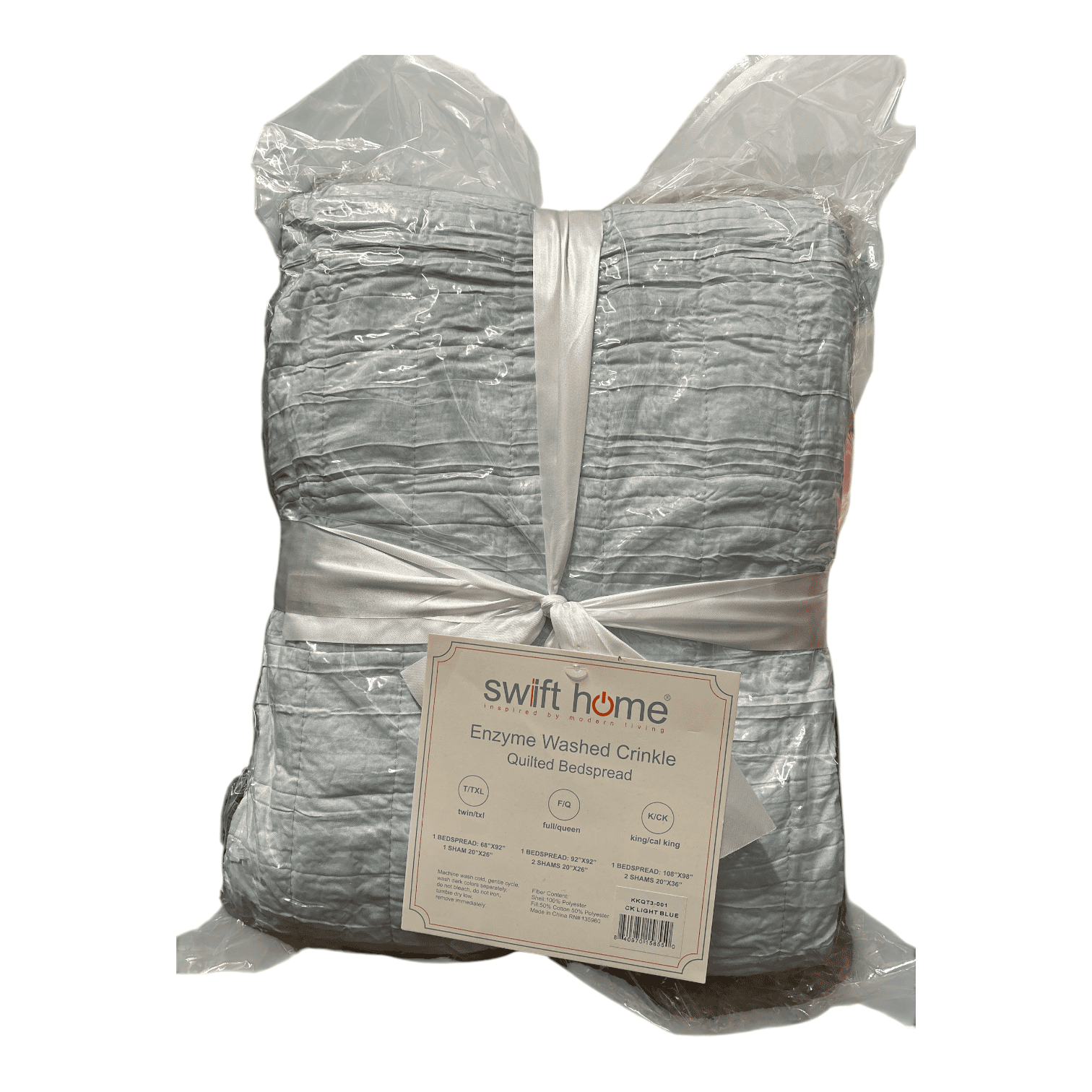 Swift Home Ultra Soft Crinkle Washed Microfiber 3-Piece Quilt Set