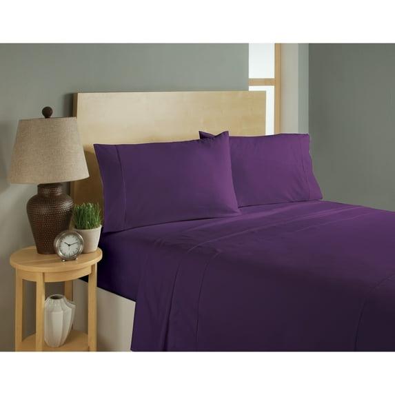 Swift Home | 1-Piece Microfiber Flat Sheet Eggplant Twin