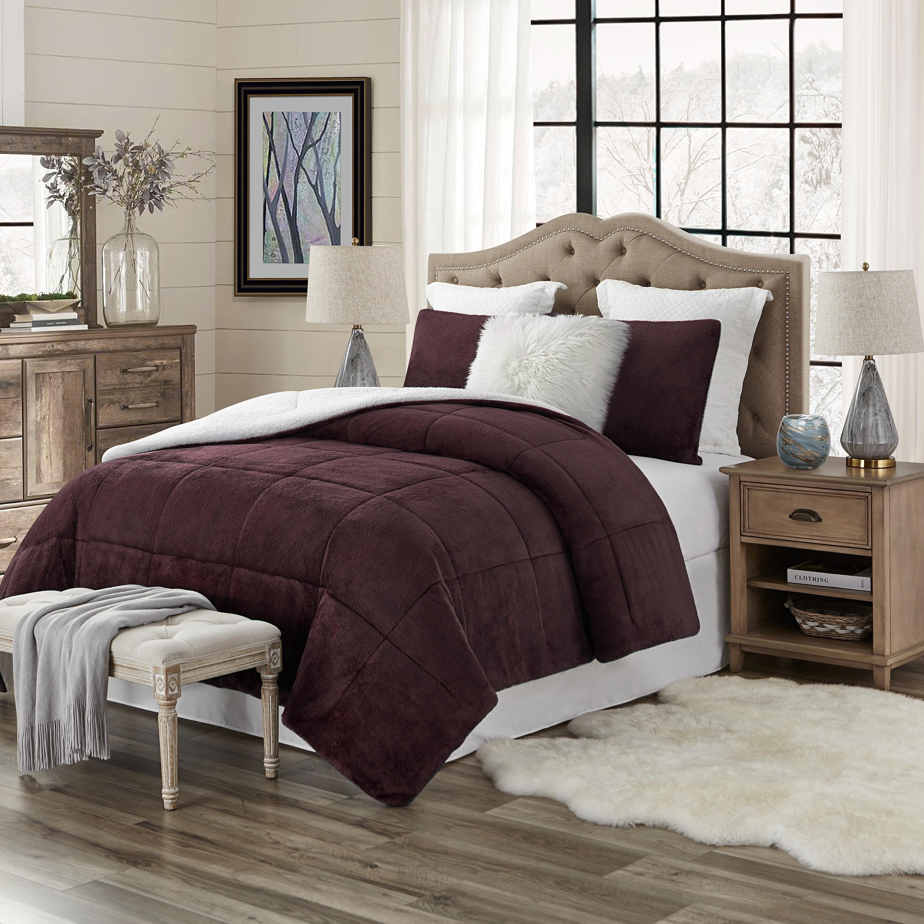 Swift Home Ultra Plush Reversible Faux Fur and Sherpa 3-Piece Comforter Set