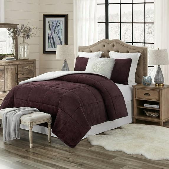 Swift Home Ultra Plush Reversible Faux Fur and Sherpa 3-Piece Comforter Set