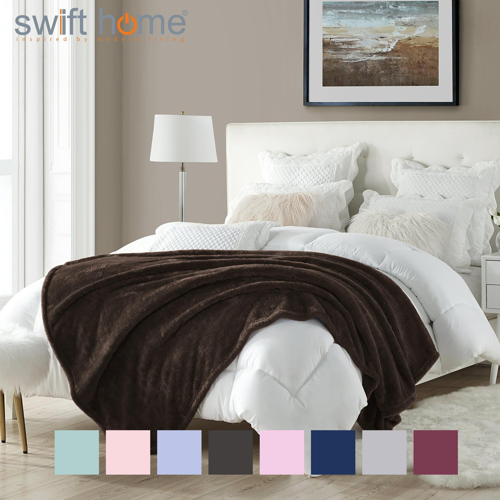 Swift Home Oversized 60" x 70" Extra-Fluffy High Pile Cotton Candy Soft Faux Fur Throw Blanket