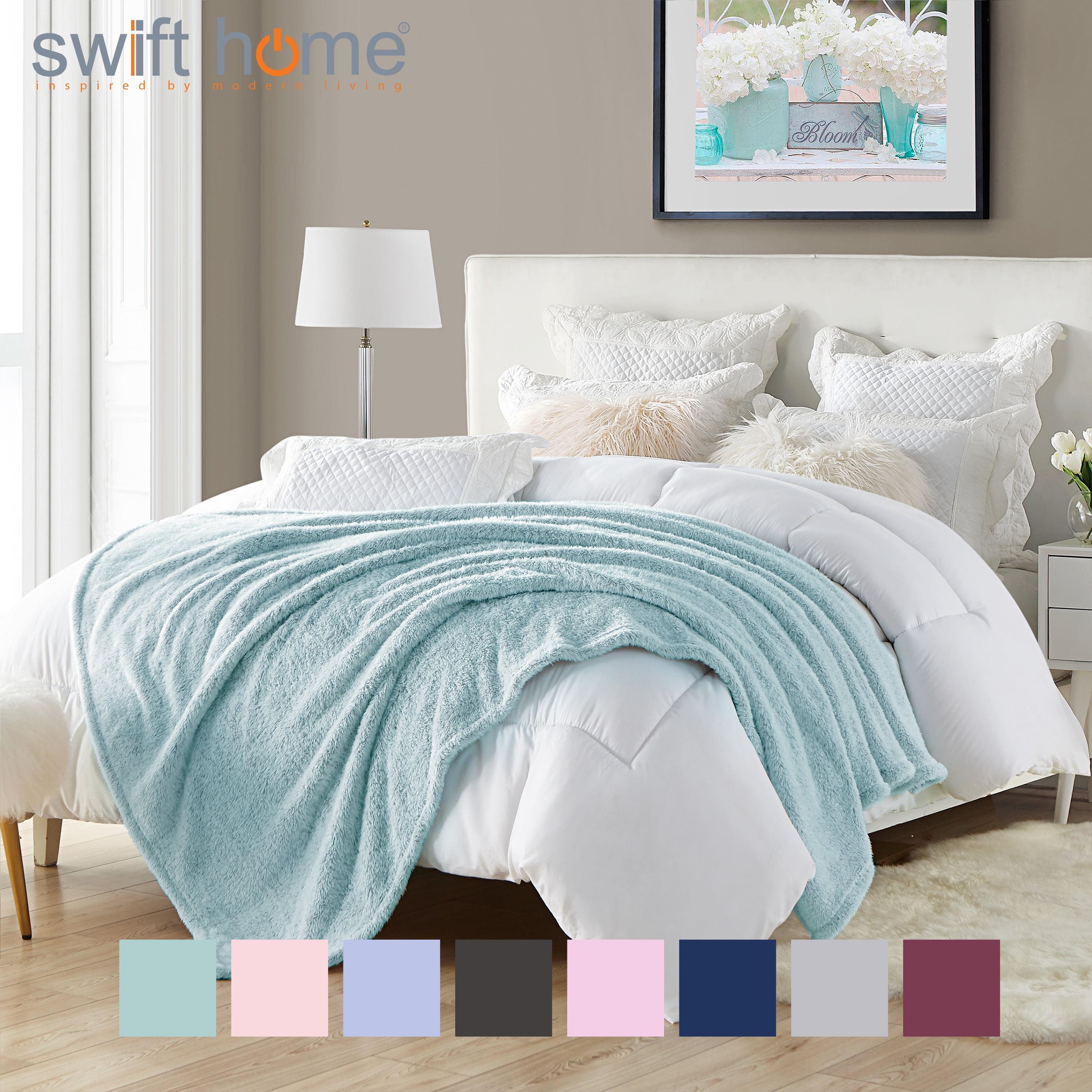 Swift Home Oversized 60" x 70" Extra-Fluffy High Pile Cotton Candy Soft Faux Fur Throw Blanket