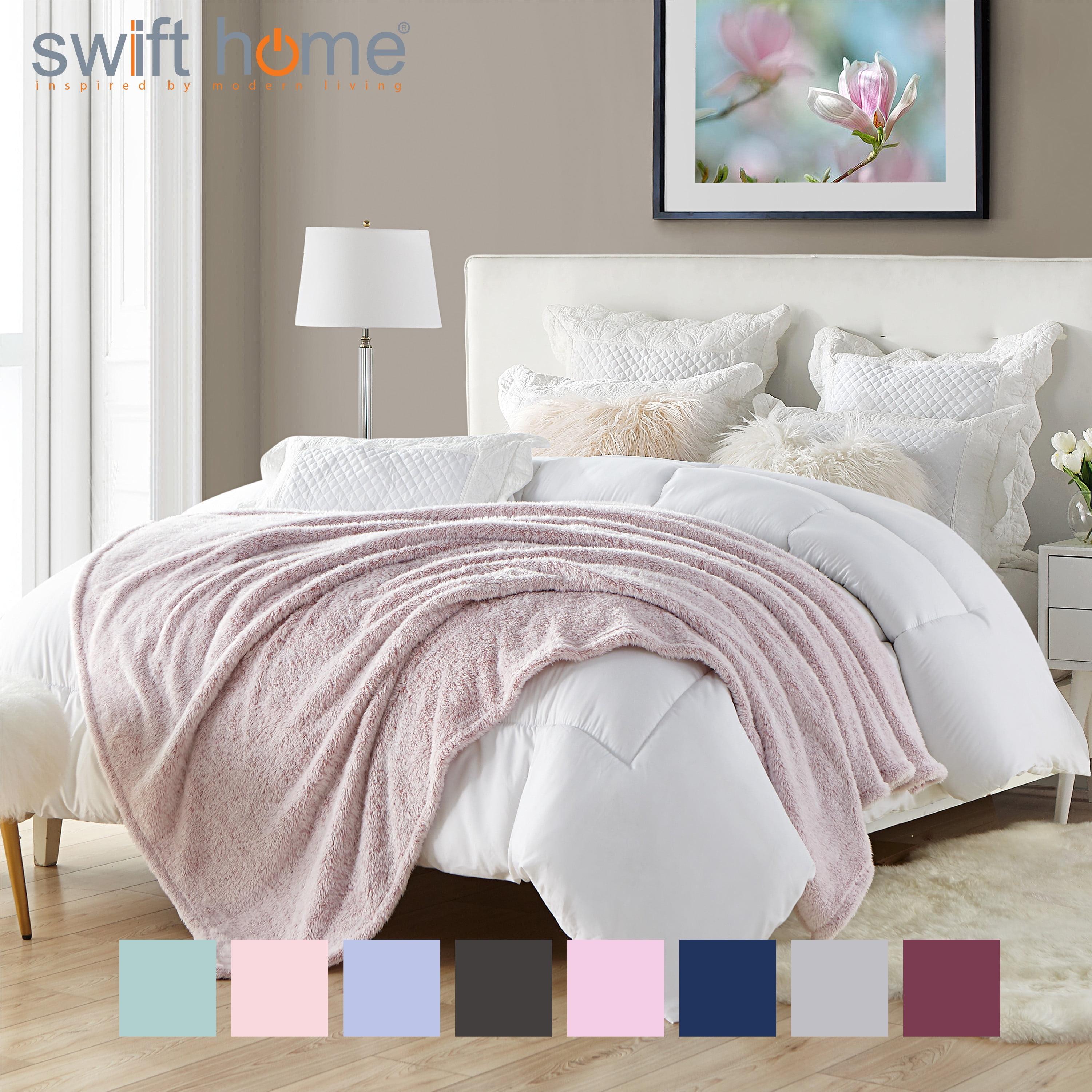 Swift Home Oversized 60" x 70" Extra-Fluffy High Pile Cotton Candy Soft Faux Fur Throw Blanket