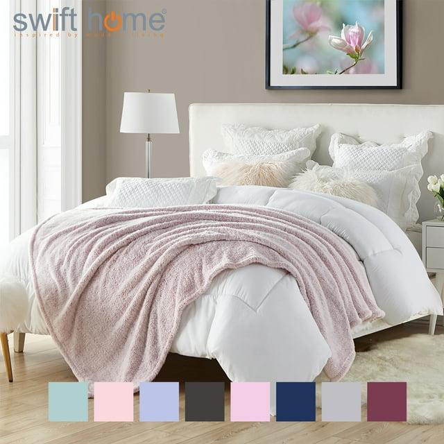 Swift Home Ultra Plush Solid and Frost Tip Throw Blanket