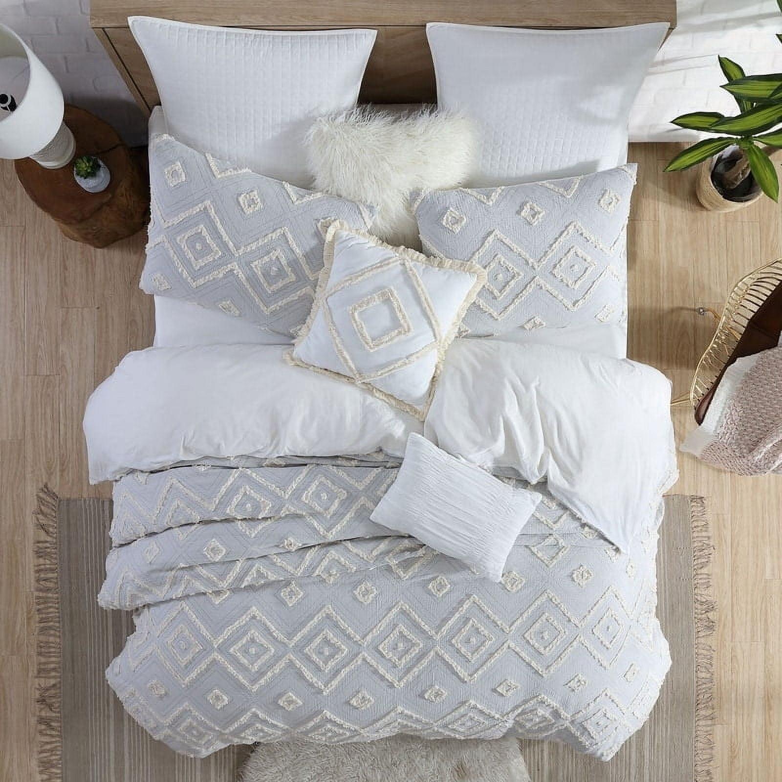 Rukai 100% Cotton Diamond Clip Jacquard 3D Fringe Texture 5-Piece Comforter Set