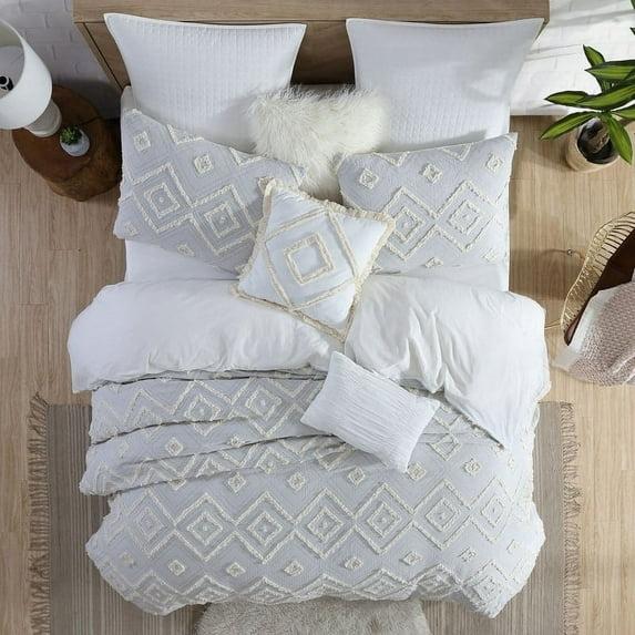 Rukai 100% Cotton Diamond Clip Jacquard 3D Fringe Texture 5-Piece Comforter Set