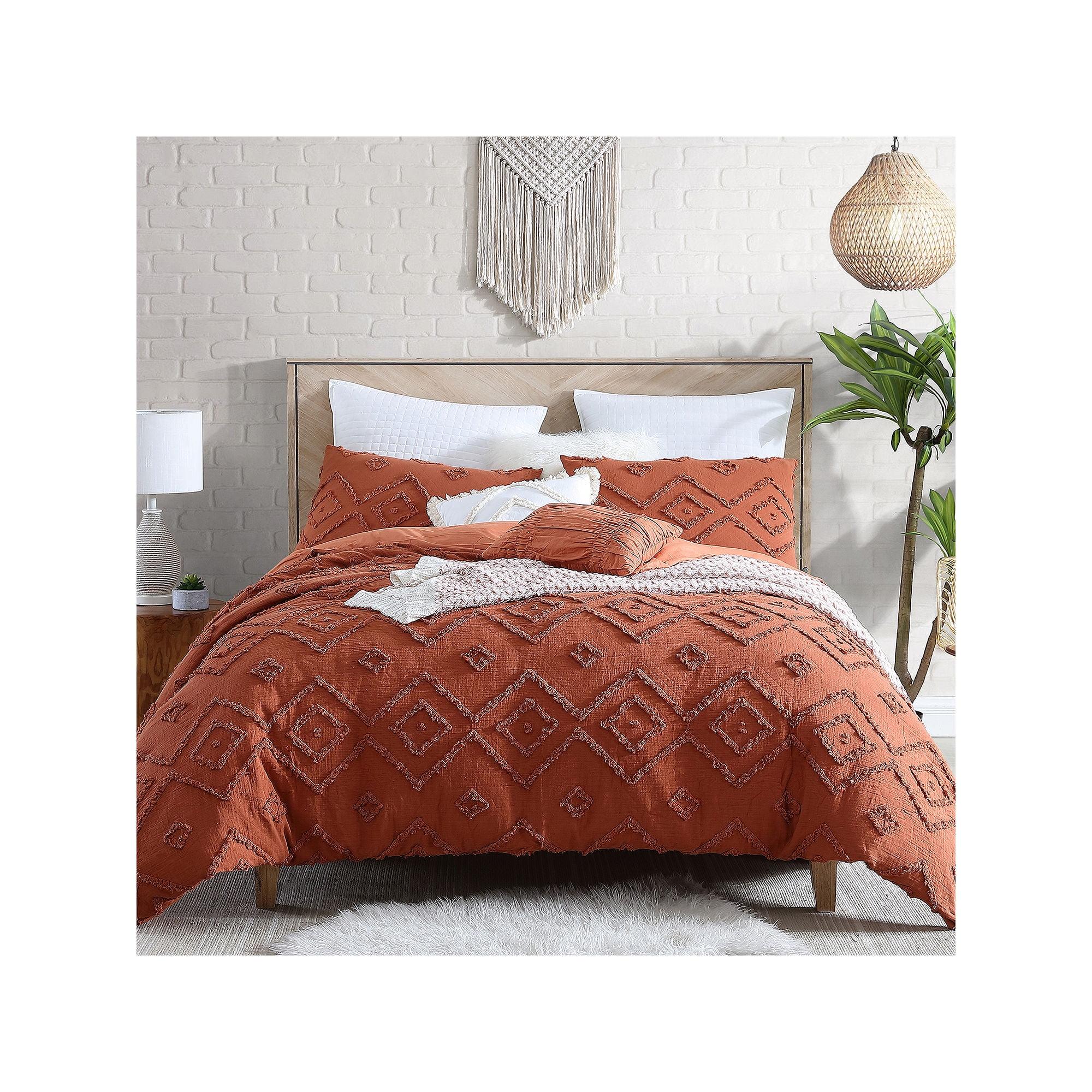 Swift Home Rukai 100% Cotton Diamond Clip Jacquard 3D Fringe Texture 5-Piece Comforter Set