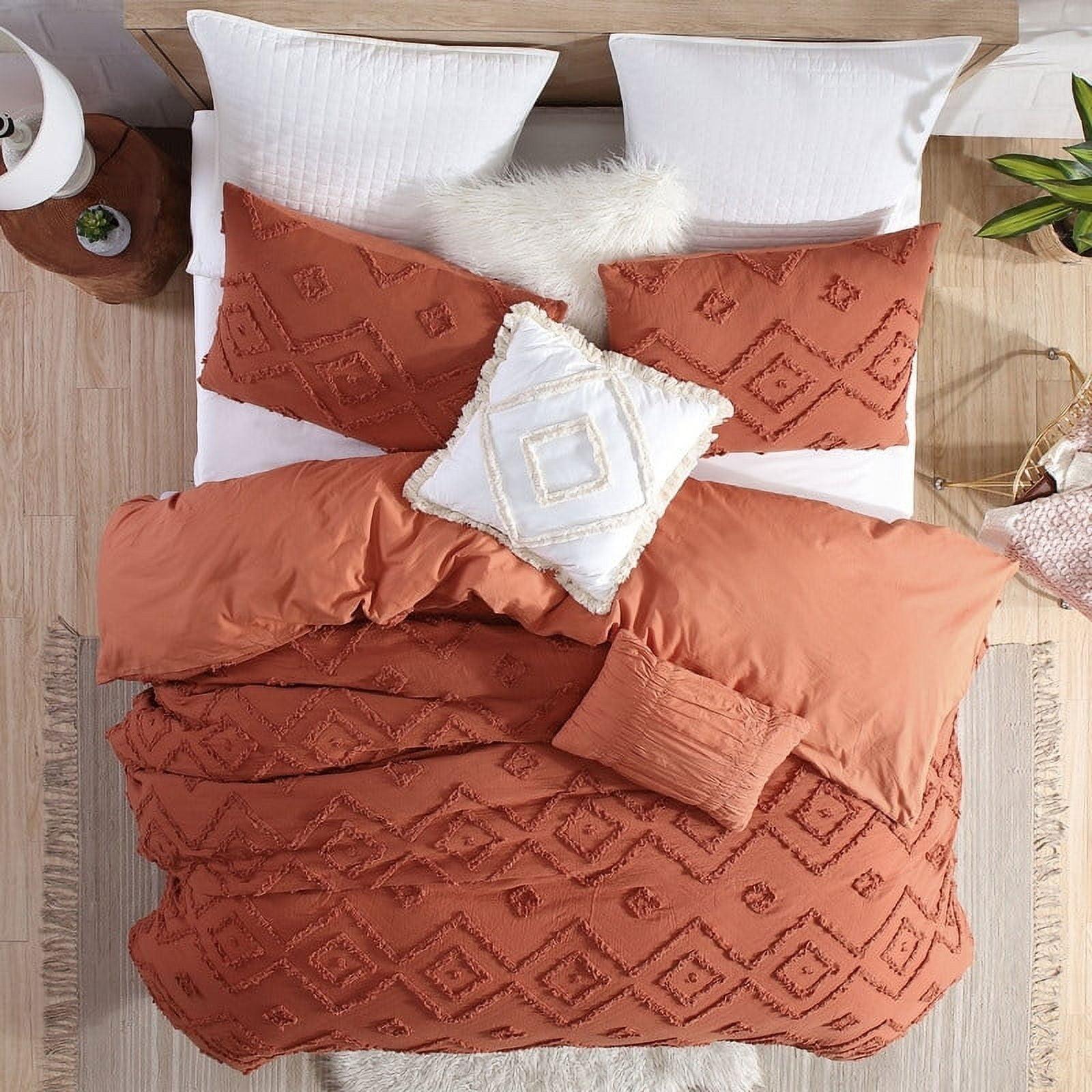 Rukai 100% Cotton Diamond Clip Jacquard 3D Fringe Texture 5-Piece Comforter Set