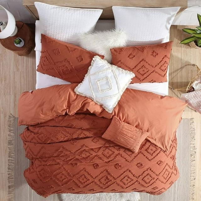 Rukai 100% Cotton Diamond Clip Jacquard 3D Fringe Texture 5-Piece Comforter Set