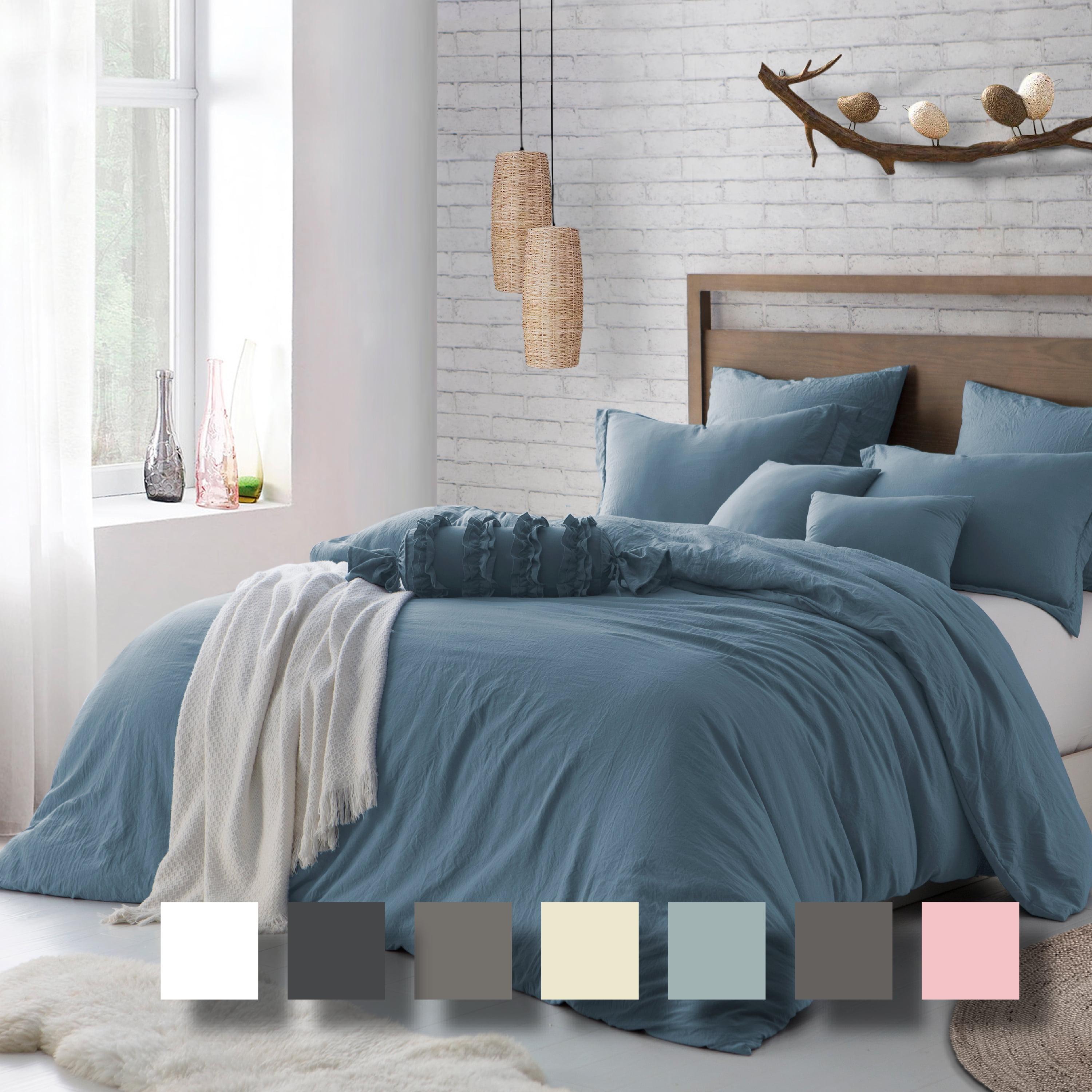 Swift Home Super Soft Crinkle Washed Microfiber Duvet Cover Set
