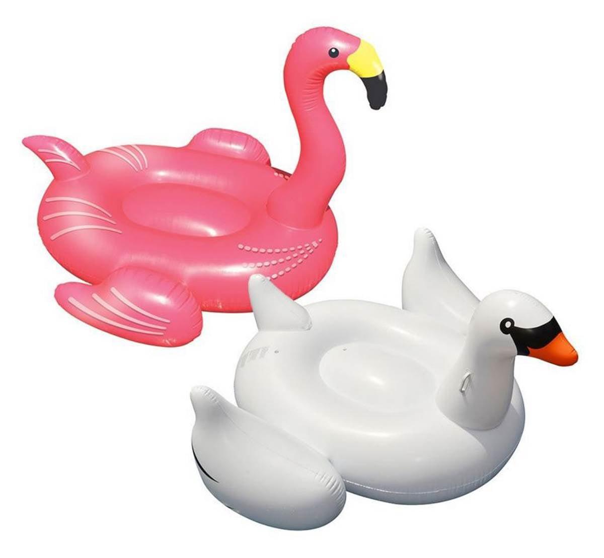 Swimline Swimming Pool Giant Rideable Inflatable Swan + Flamingo | 90621 + 90627