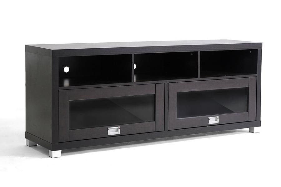 Modern TV Stand for TVs up to 62" Dark Brown - Wholesale Interiors: Entertainment Center with Cable Management