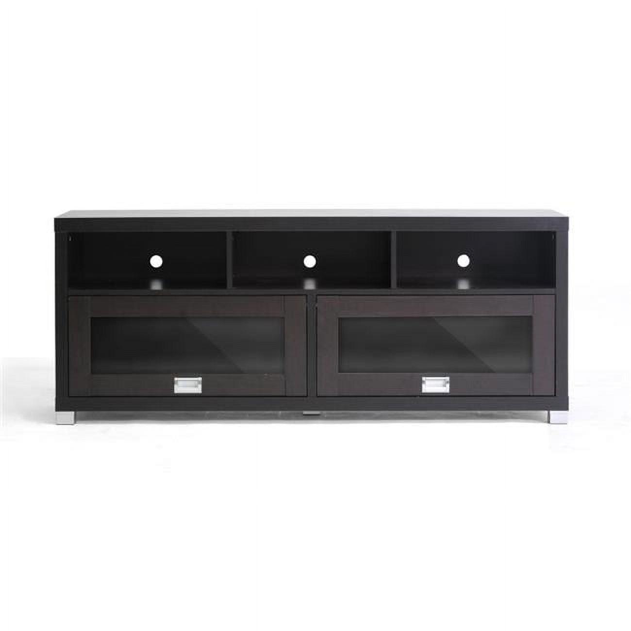 Swindon Dark Brown Modern TV Stand with Sleek Glass Doors