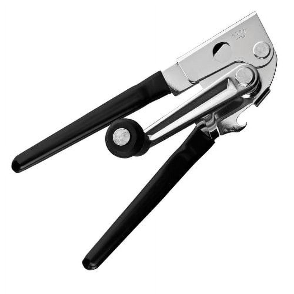 Ergonomic Black Steel Can Opener with Folding Handle