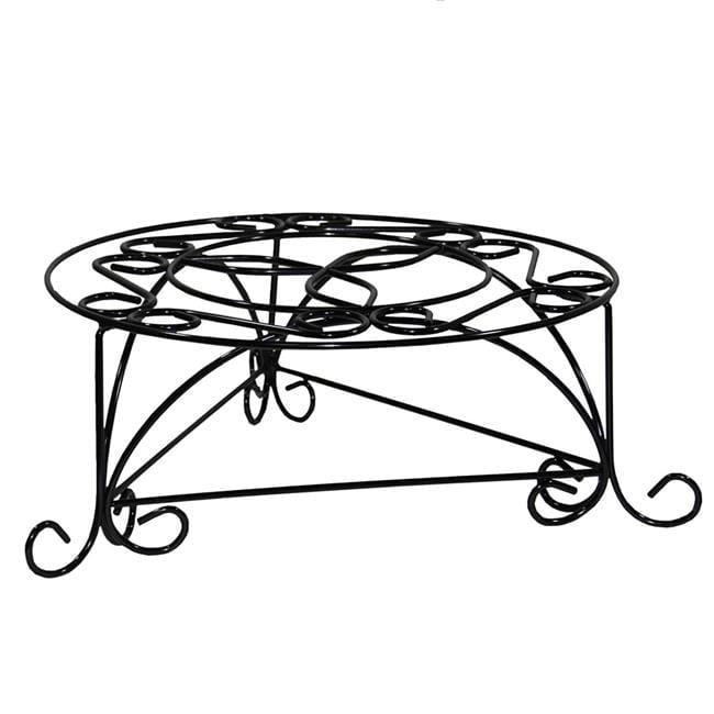 Swirl Mosaic Iron Frame Plant Stand, Glossy Black
