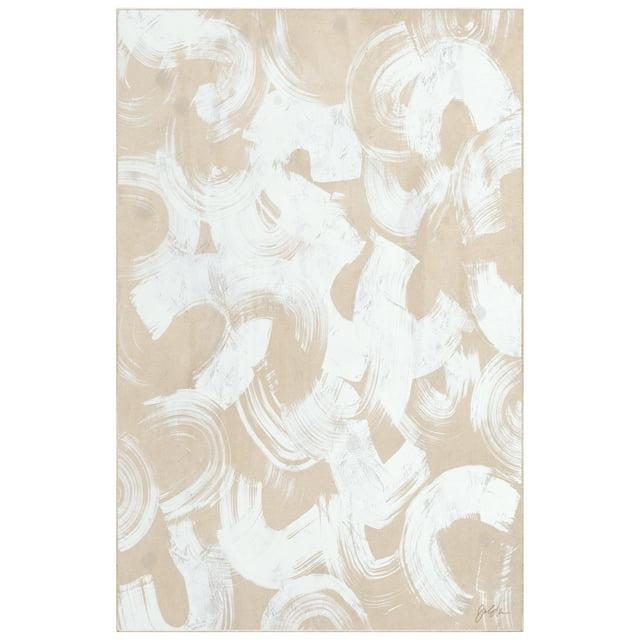 Swish Stone I Washable Abstract Art Area Rug size 5'x8'