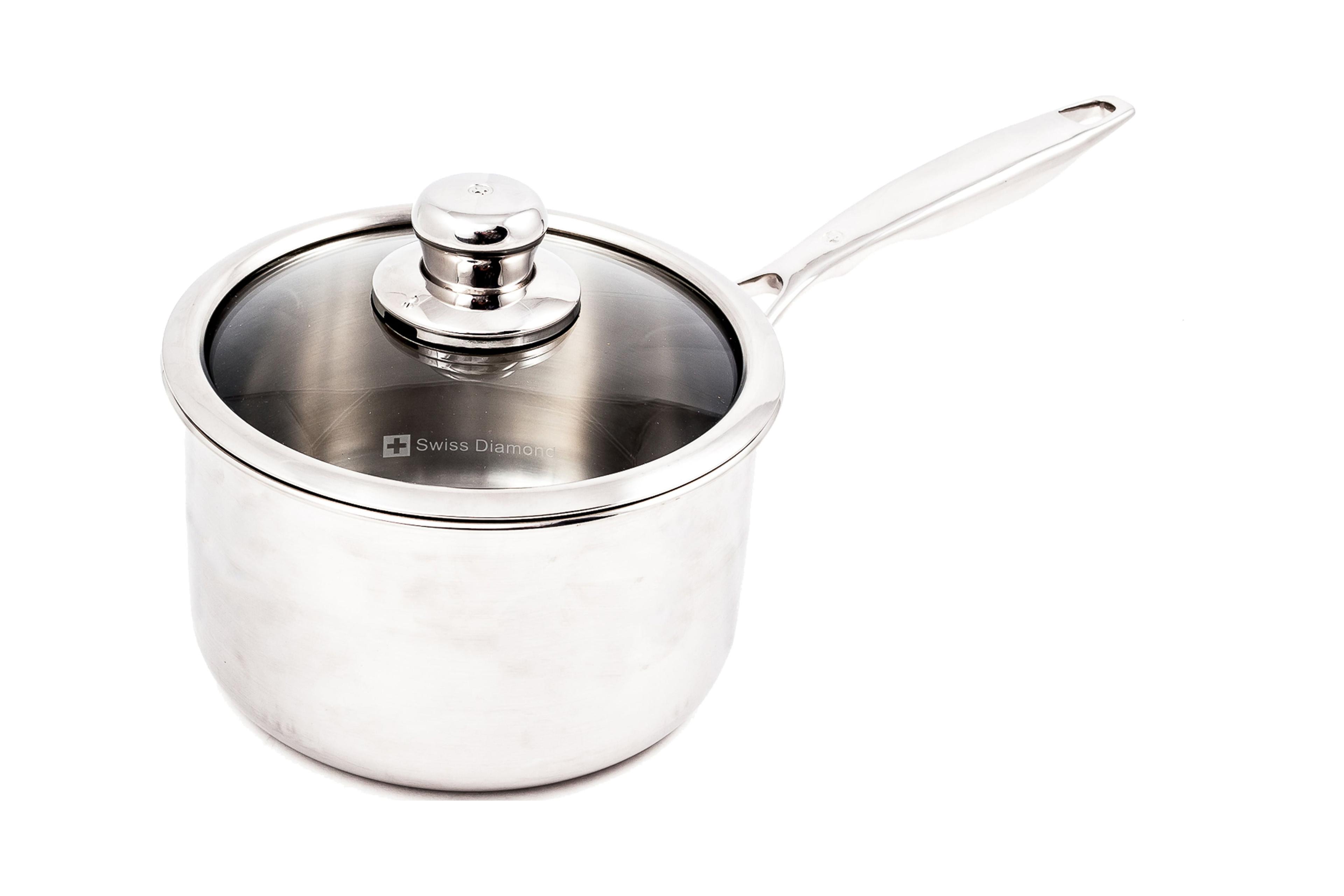 Stainless Steel 2.6 Quart Non-Stick Saucepan with Glass Lid