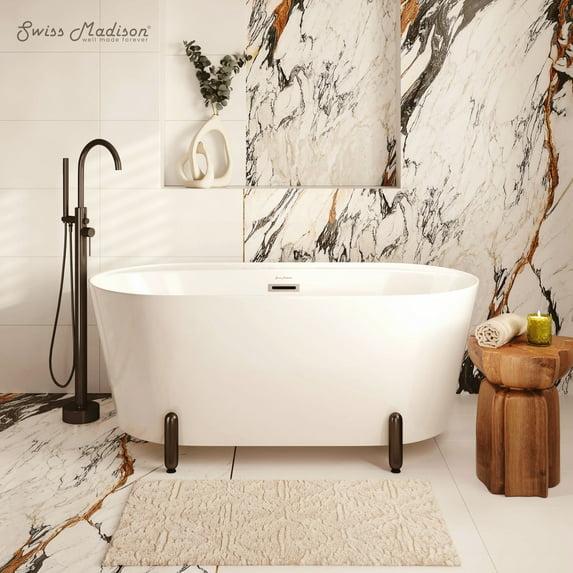 Swiss Madison Monaco 59" Freestanding Bathtub With Matte Black Stand SM-FB1002MB
