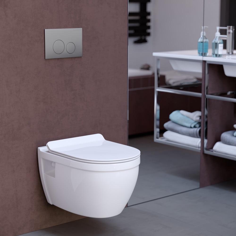 Glossy White Ceramic Wall Mounted Elongated Toilet