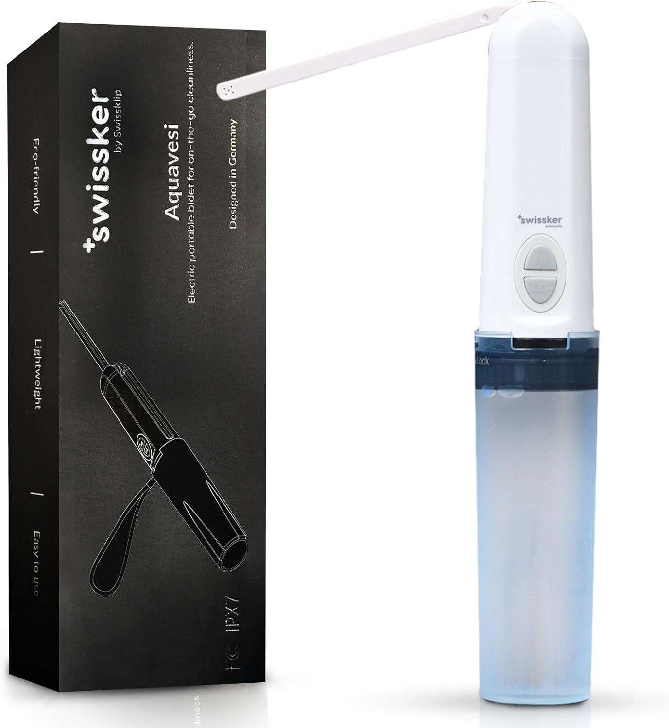Swissker by Swissklip Aquavesi Portable Bidet| Rechargeable Portable bidet for travel| Portable Bidet For Women & Men for Menstruation, Soothing Postpartum, Perineal Care and Hemorrhoid