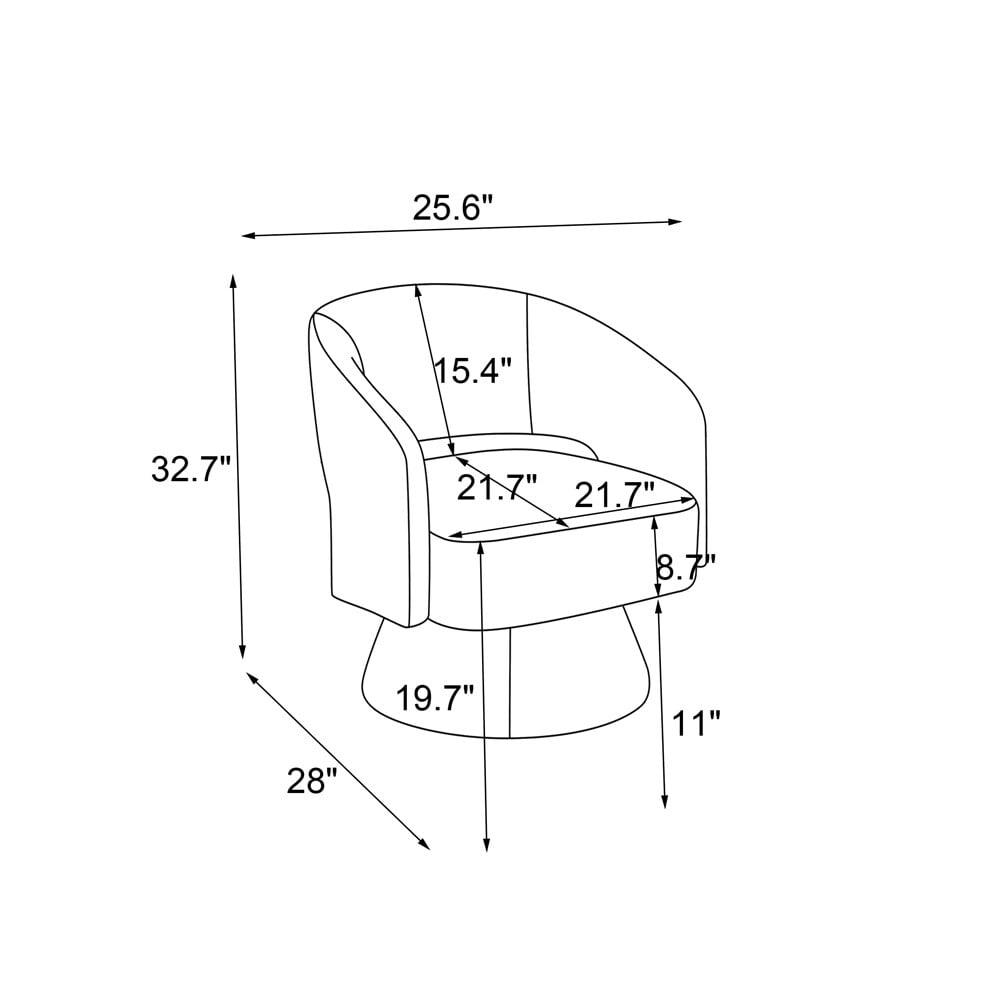 Beige Velvet Swivel Barrel Accent Chair with Manufactured Wood Frame
