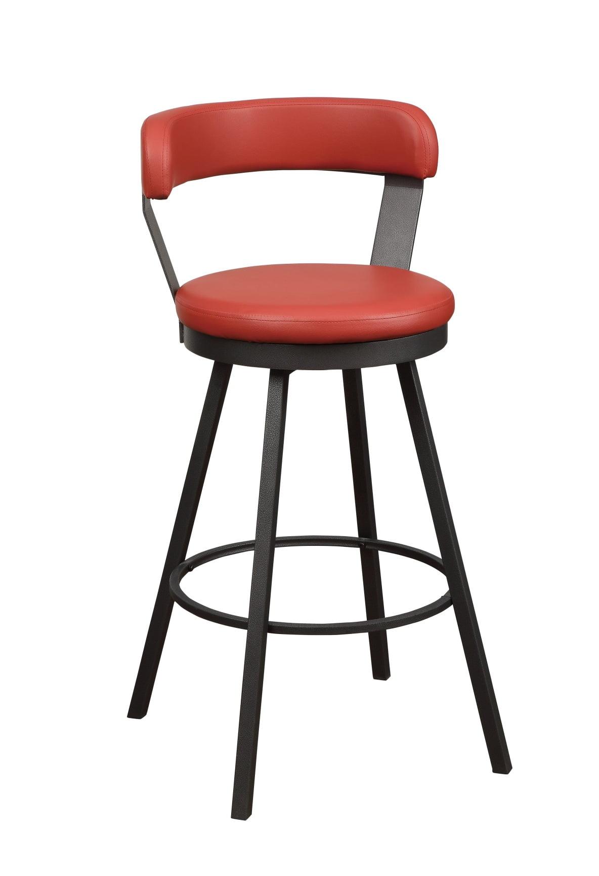 Gray Leather Swivel Bar Stool with Metal Base